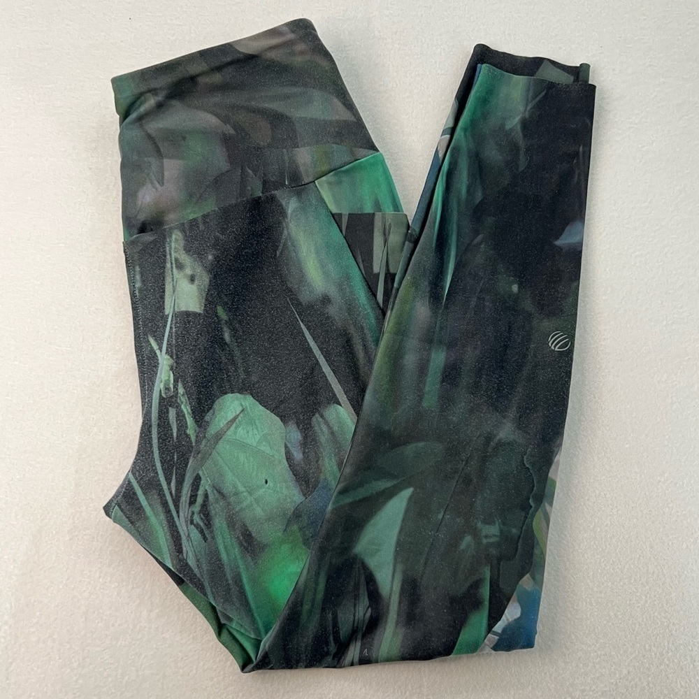 MPG Green Abstract Print Athletic Leggings Women's Size L
